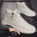 Men's High-Top Casual Shoes - Classic British Style Round-Toe Sneakers With Waterproof PU Upper Autumn & Summer Wear Waterproof Martin Boots Trendy_vogvips.com