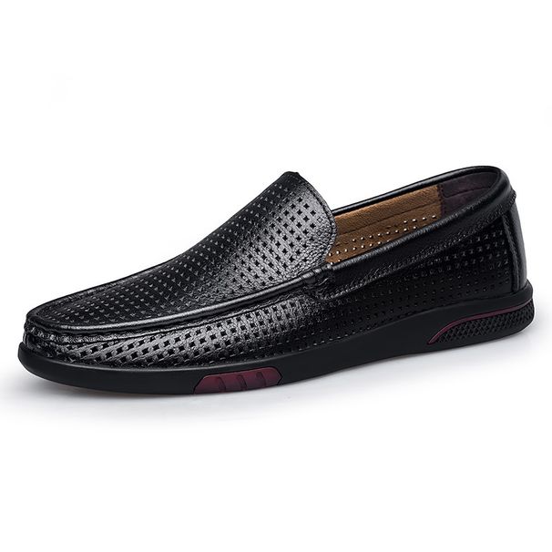 Leather Men's Shoes Day Men's Soft-soled Hole Shoes_vogvips.com