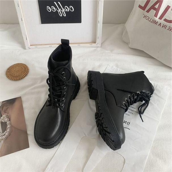 2025 New British Style Thick-Soled Lace-Up For Women, Stylish Motorcycle Short Boots, Internet Celebrity Spring And_vogvips.com