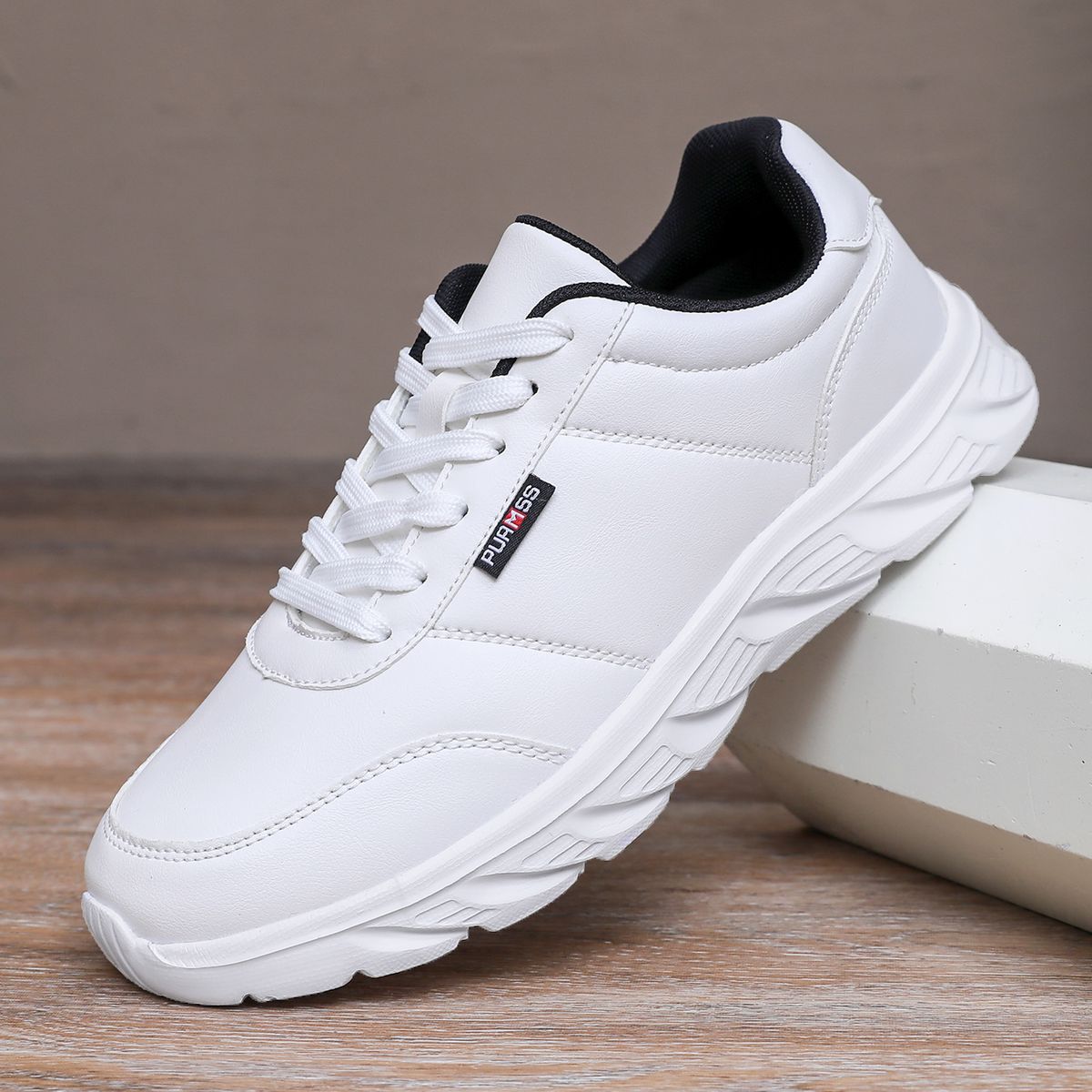 Soft Moccasin Comfortable Casual Shoes For Solid Black White Walking Men Sneakers Footwear Plus Size 39-46_vogvips.com