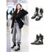 Women's Vintage Soft Leather Boxing Boots British Style Chunky Sole Mid-Calf Lace-Up Ankle Boots Martin Boots, Merard Platform Mid Calf Ankle Boots._vogvips.com