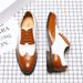 2024 Summer New Brogue Carved Color Block Casual Leather Men's Formal Business Pointed Toe Shoes_vogvips.com