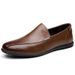 Euro Step 2025 New Men's Casual Sole Soft Leather Slip-On Loafers Lazy Driving Shoes_vogvips.com