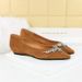 Single Shoes Rhinestone Chain Decorative Pointed Head Shallow Mouth Suede Wedge Heel Low Heel Women's Shoes_vogvips.com