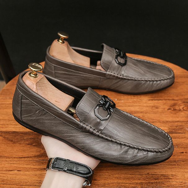 Men’s Shoes New Summer Breathable Trendy Korean Leather Shoes For Men, Fashionable And Versatile, Casual And Versatile Lazy Men's Shoes_vogvips.com