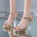 European And American Fashion One-strap Sandals 2025 New Model Transparent Rhinestone Chunky Heel Platform High-heeled_vogvips.com