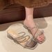 Women's Thick-heeled Slippers For Women For Summer Outdoor Wear New Style Fairy-style Bowknot Rhinestone Temperament High-heeled Crystal Sandals_vogvips.com
