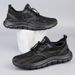 Men's Shoes Solid Color Round Head Low-top Mesh Casual Shoes Men's Elastic Band Sports Shoes_vogvips.com