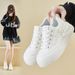 2025 Spring White New Korean Edition Ins Female Students Thick Soled Height Increasing Sports Board Shoes Casual Street_vogvips.com