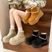 Lace Simple Heightening Snow Boots Women's Autumn Thick-soled Outer Wear Heightening Short Boots_vogvips.com