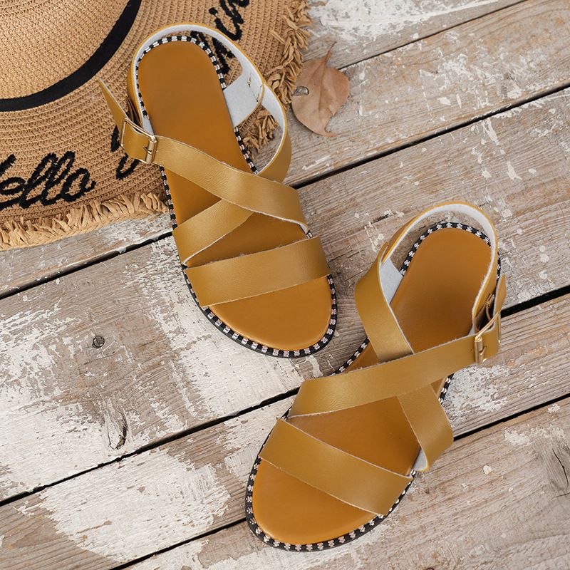 Women’s Shoes Flat Sandals For Women With One-line Button Plus Size Shoes_vogvips.com