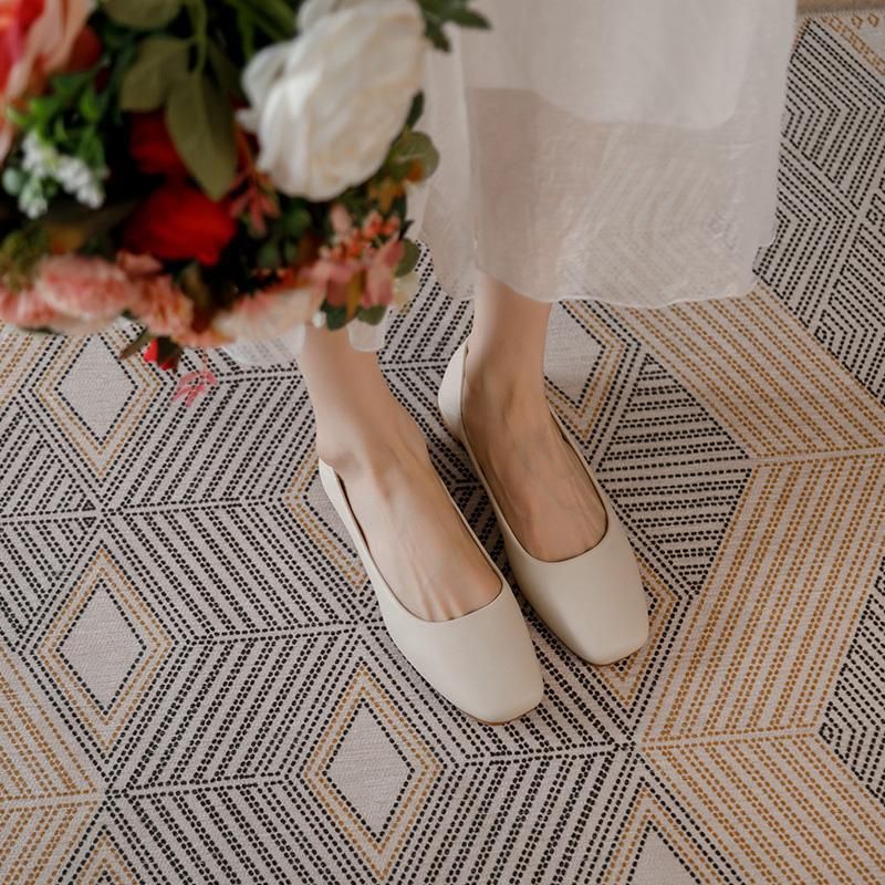 Grandma Flat Bottom 2025 Spring New Soft Leather Bean Gentle Wind Fairy White Women's Single Shoes_vogvips.com