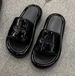 2026 SMFK Flower Cross Buckle For Outdoor Summer Thick Sole Height Increasing One-Strap Slippers Beach Sandals Women_vogvips.com