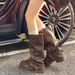 French Style Thick Sole Belt Buckle 2025 Autumn Winter New Women's Chunky Heel Ruched Slouch Mid-Calf Boots_vogvips.com