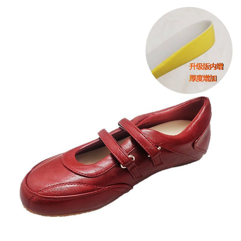 Little Retro Red Inner Heightening French Mary Jane Women 2025 New Velcro Ballet Shoes_vogvips.com