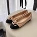 Xiaoxiangfeng 2025 Spring New Butterfly Bow Casual Round Head Button Color Blocked Low Heel Flat Bottom Ballet Style_vogvips.com