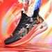 Men's Bright Red Running Shoes Soft Sole Shock Absorption Trendy Couple Casual Style Spring Year of the Dragon Theme_vogvips.com