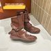 Retro Women's Martin Boots Spring 2025 Brown Suede round Toe Lace-Up Ankle Wedge Sports Boxing Boots_vogvips.com
