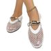Summer New Women's Round Toe Fish Mesh Hollow Ballet Flat Shoes Fashionable Flat Shoes With High End Feel_vogvips.com