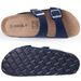 Comwarm Fashion Men Leather Summer Cork Footbed Slide Beach Unisex Brand Sandals With Adjustable Buckle_vogvips.com