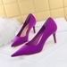 18249-A2 Korean Style Spring And Autumn Fashion Simple Stiletto Shallow Mouth Pointed Toe Satin High Heels Women's_vogvips.com