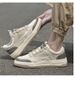 shallow Pigskin + Mesh Casual Men's Board Shoes Ront Lace-up Breathable Lat Heel Board Shoes Men's Shoes_vogvips.com