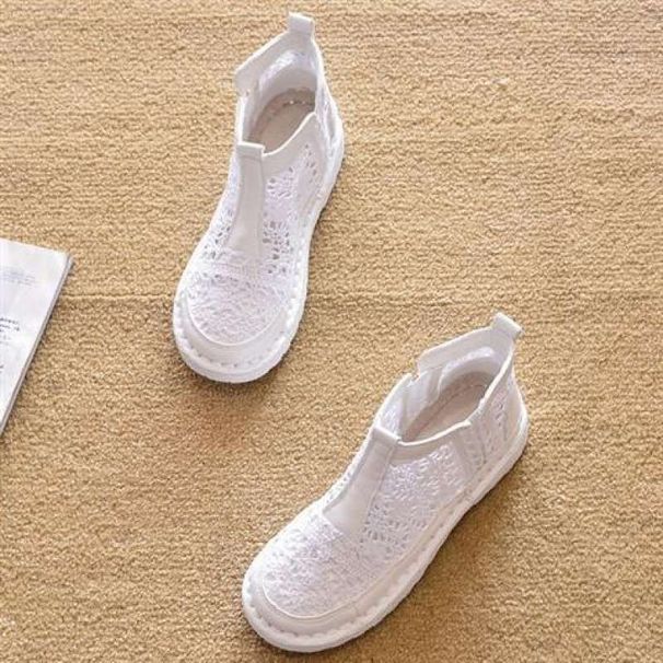2020 New Summer Short Single Flat Martin Hollow Hole Shoes Mesh Ankle Women's Boots_vogvips.com