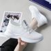 2023 New Model Flyknit Sneakers For Female Students, Korean Style Trendy Running White Shoes, Breathable Mesh Shoes_vogvips.com