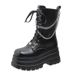 9cm Large Size 35-42 Solid Color British Style Martin New Mid-Calf Ultra High Heel Platform Thick Sole Leather_vogvips.com