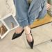 JC Peep Version High Toe Half Slippers For Women Summer Fashion Flat Rhinestone French Pointed Genuine Leather Inte_vogvips.com