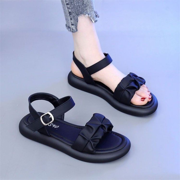 thick-soled Fairy Style Sandals Women's Outer Wear With Skirt Foreign Style Word With Beach Shoes Soft Sole_vogvips.com