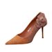Small Luxury Party Pointy High Heels Autumn New Design Sense Rhinestone Flowers With Skirt Slim Heel Shoes_vogvips.com