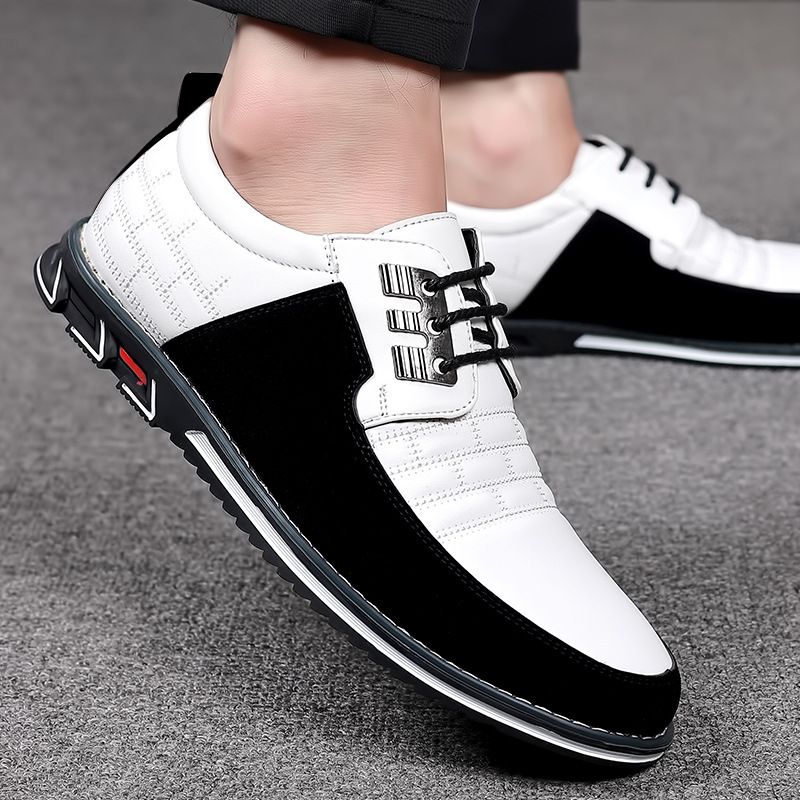 Shoes Casual Round-Toe Lace-Up Loafers - Breathable & Comfortable Slip-On Shoes For Everyday Wear (Blue, Black, Brown, White, Wine Red)_vogvips.com
