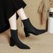 Pointed Toe Short Boots For Women, Chunky Heel, 2025 New Autumn Winter Soft Leather High Heel Slim Boots, Mid-Calf Boots, French S_vogvips.com
