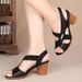 2024 Spring Summer Women's Sandals New Open Peep Toe Roman Shoes High One Strap Buckle Thick Heel Leather Elastic_vogvips.com