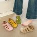 Vintage Forest Style Closed-Toe Sandals For Women 2025 Summer New Two-Way Hollow Out Half Slippers Woven Soft Flat Pig_vogvips.com