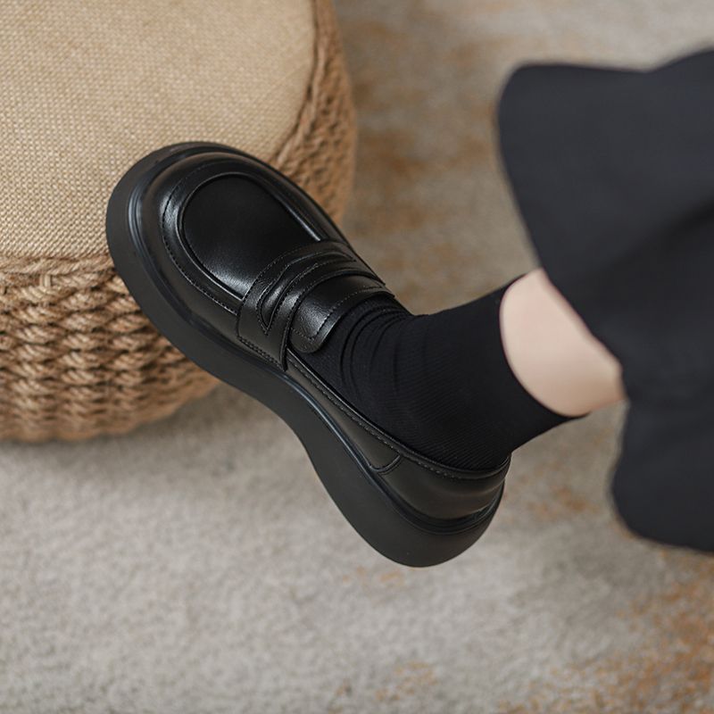 Genuine Loafers Women 2025 Spring & Fall New Arrival Season Platform Black Versatile Single-Layer JK British Style_vogvips.com