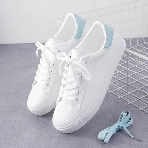 2024 New Women Sneakers Fashion Breathble Vulcanized Pu Leather Platform White Lace Up Casual Shoes Zapatos Mujer_vogvips.com
