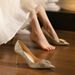 Wedding Dual-use Xiuhe Bridal Crystal Shoes, Champagne-colored High Heels Women, Comfortable For The Feet, With_vogvips.com