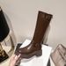 Brown Long For Women 2024 New Autumn Winter Small Size Slimming Thick Sole Over-the-Knee High Knight Boots_vogvips.com