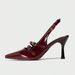 Spring New Pointed-toe Burgundy Thin-strap Shoes, Versatile Cat-heel Mules, Elegant One-strap High-heeled Sandals_vogvips.com