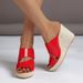Women's Shoes Wedge Heel High Heel Thick Bottom Sandals Women Open Toe Straw Braided Rope Bottom SpotGolden Shoes_vogvips.com