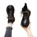 Soft Leather Thick-Soled Martin For Women 2023 Autumn British Style Height-Increasing Ankle Black Short Boots Non-Slip_vogvips.com