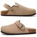 Crestar Women's Suede Clogs With Adjustable Strap Fashion Cork Footbed Genuine Leather Mules New Comfort Slip On Potato_vogvips.com