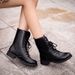 Martin For Women 2023 Autumn Winter Couple Style Large Size Round Toe Chunky Heel Lace-up Casual Mid-calf Boots_vogvips.com