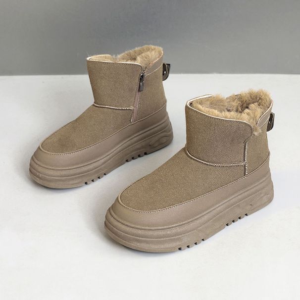 Women's High-Top Winter Boots With Fleece Lining - Non-Slip Rubber Sole, Breathable PU Upper, Casual Snow Shoes For Cold Weather_vogvips.com
