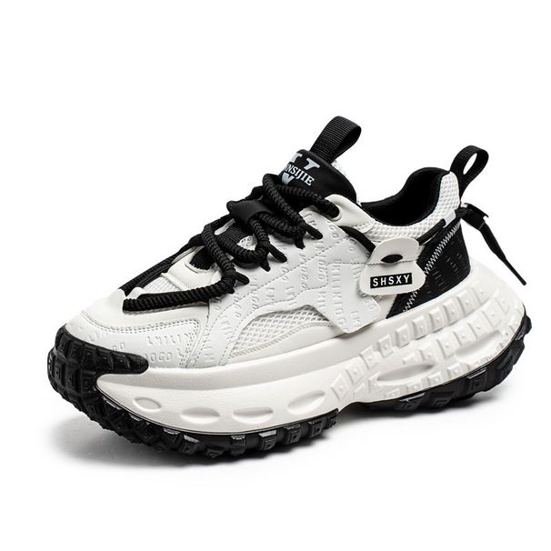 Spring Summer New Trend Men's Running Sports Casual White Youth Height Increasing Thick Sole Dad Shoes_vogvips.com