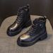 Martin Boots Women's British Style Short Boots Leather Surface Thick Sole Heightening Retro Boots Women_vogvips.com