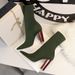 3129-3 European And American Fashion Simple Wood Grain Chunky High Heel Pointed Toe Stretch Lycra Sexy Nightclub_vogvips.com