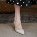 2024 New Spring Summer French Style Simple High Heels Pointed Studded Chunky Heel Shallow Mouth Closed Toe Mary Jane_vogvips.com